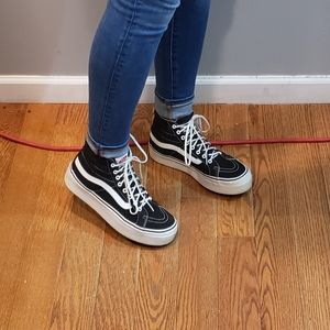 Black and white Platform vans